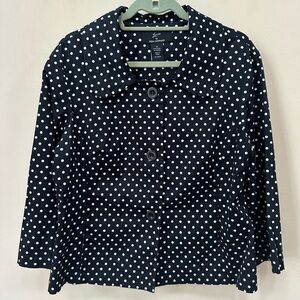 LENNY FOR Nina Leonard, black with white polka dots jacket blazer Size 14